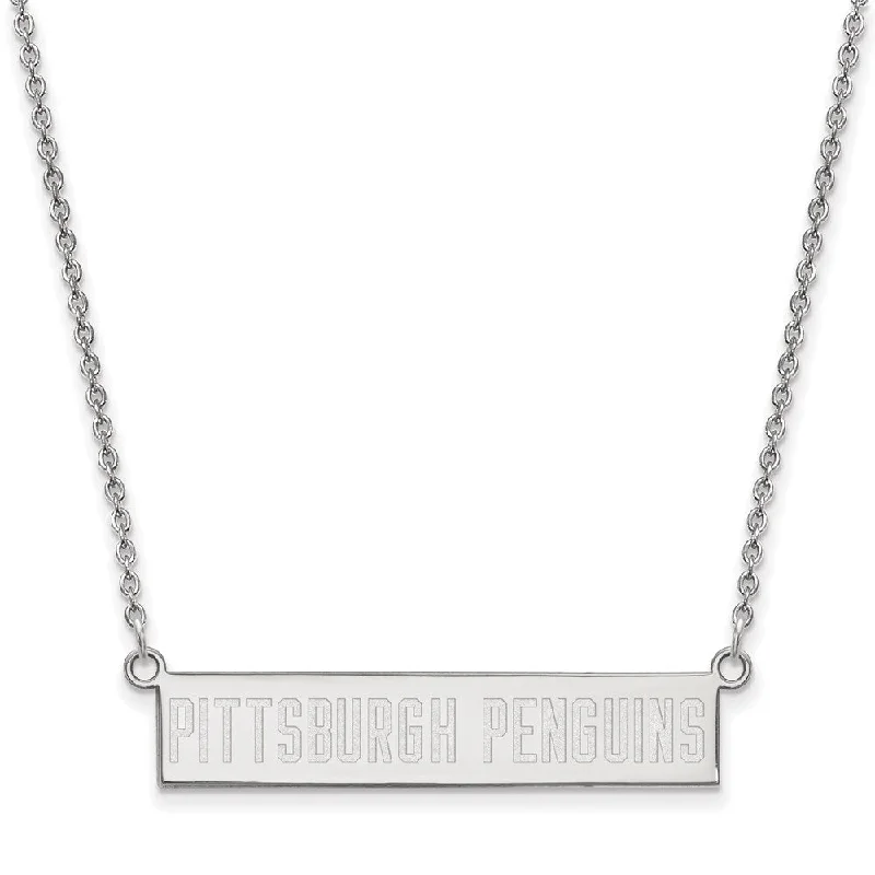 ladies-bridal-box-necklaces-Sterling Silver NHL Pittsburgh Penguins Small Bar Necklace, 18in