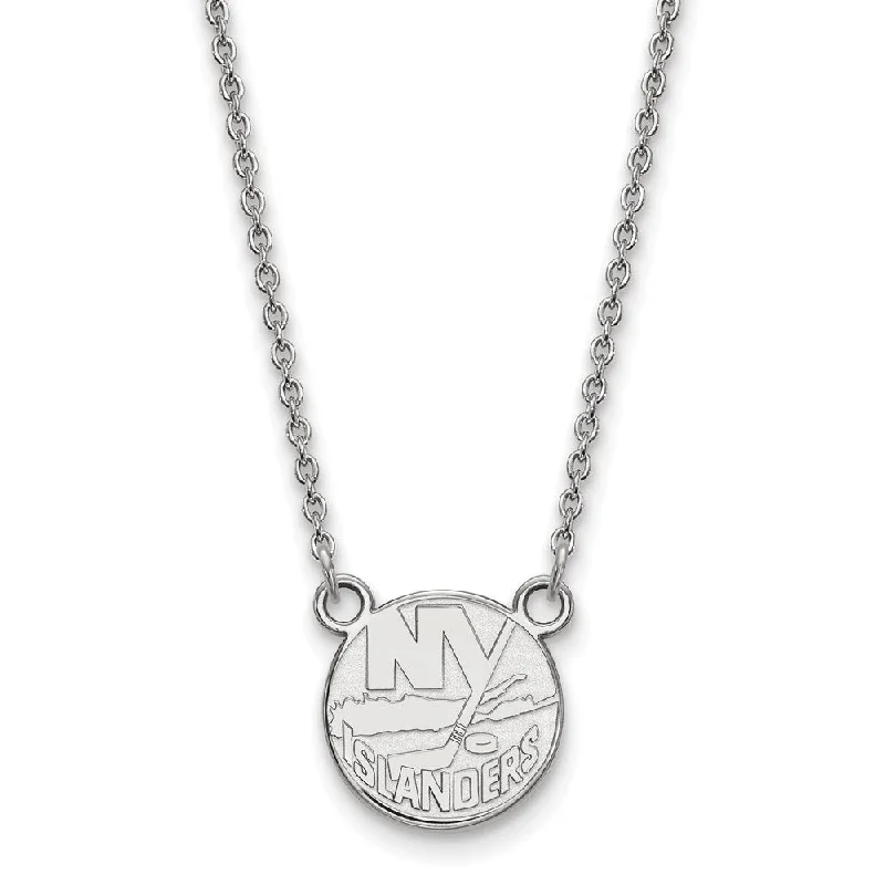 ladies-locket-silver-necklaces-Sterling Silver NHL New York Islanders Small Necklace, 18 In