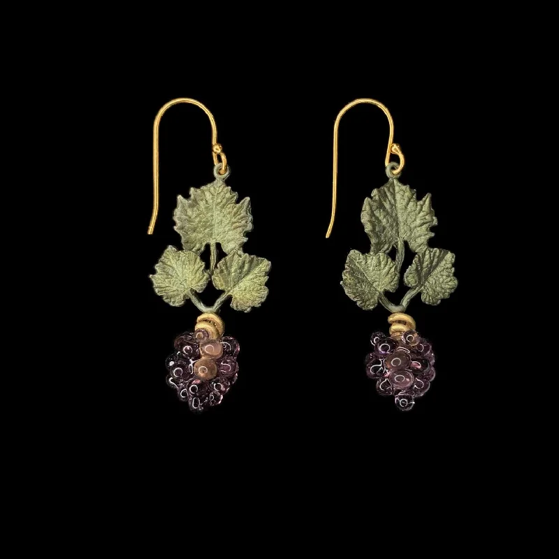 Ladies earrings for pathfinders -Wild Grape Vine Earrings - Wire