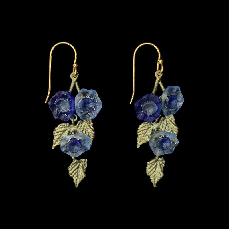 Ladies earrings smooth sparkle -Morning Glory Earrings - Flower Wire