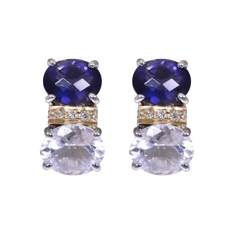 Ladies earrings for benefit nights -Earrings- Iolite, Crystal and Diamond  (40BM)