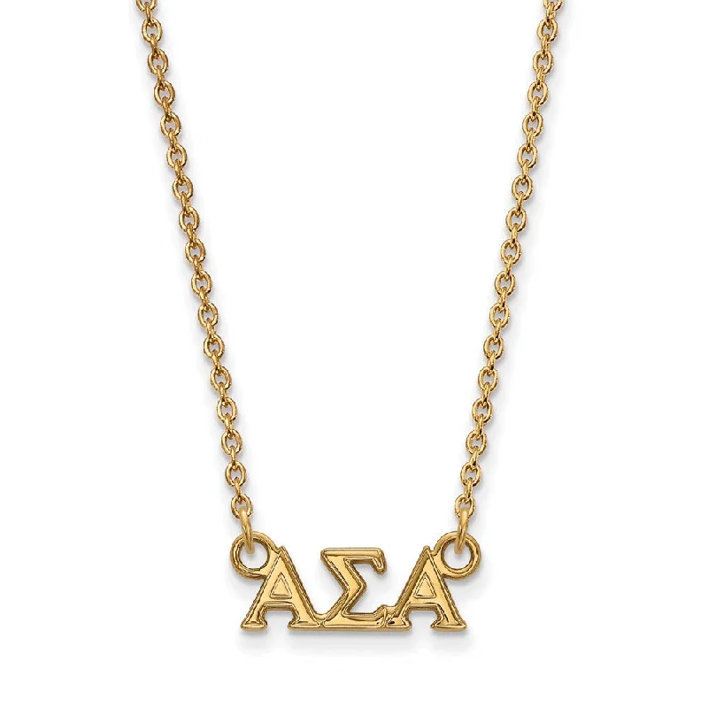 ladies-everyday-rose-gold-necklaces-14K Plated Silver Alpha Sigma Alpha XS (Tiny) Greek Letters Necklace