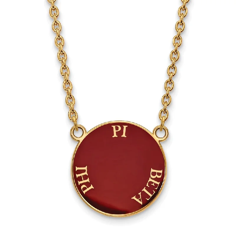 ladies-handmade-silver-necklaces-14K Plated Silver Pi Beta Phi Large Enamel Disc Necklace