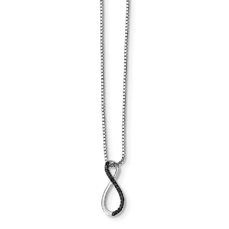 ladies-star-link-necklaces-Black Diamond Figure 8 Necklace in Rhodium Plated Sterling Silver