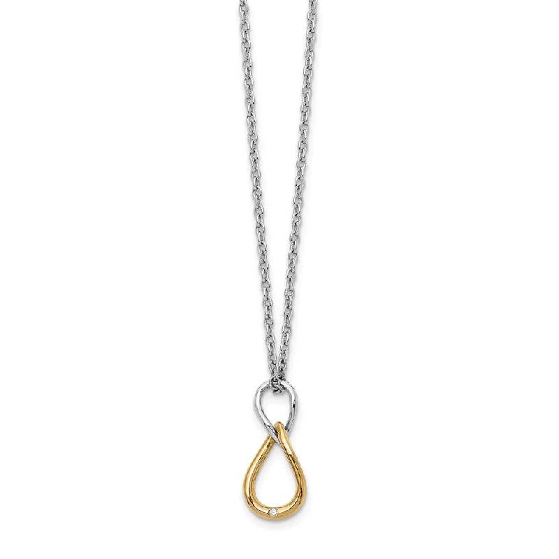 ladies-vintage-rose-gold-necklaces-Twisted Diamond Necklace, Rhodium & Gold Tone Plated Silver, 18-20 In