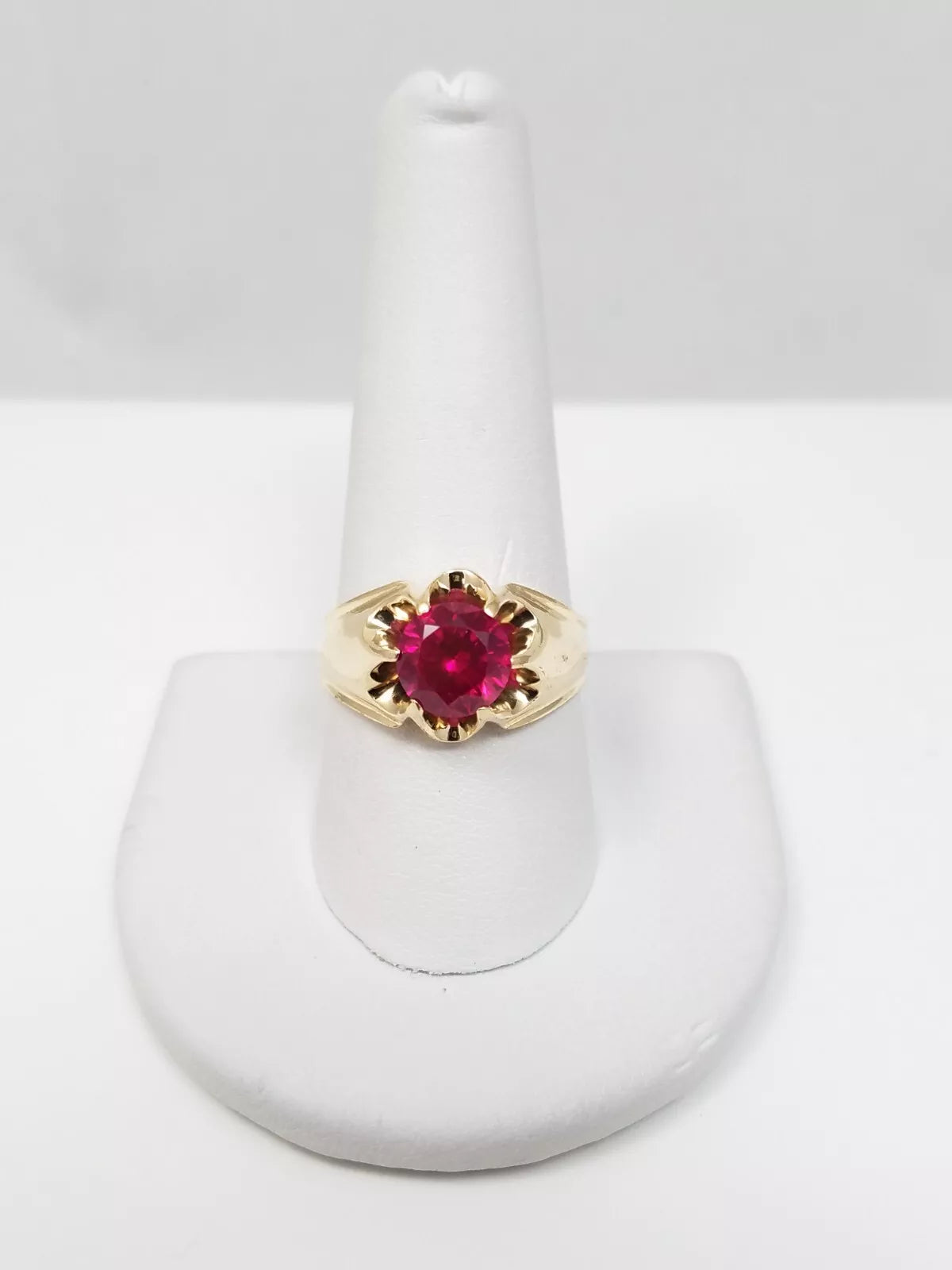 Ladies rings for luxe occasions -Vintage 14k Yellow Gold 2ct Lab Grown Ruby Ring