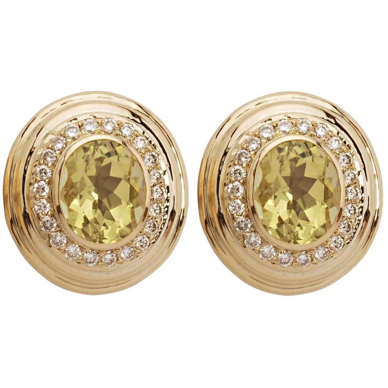 Ladies earrings for luxe vibes -Earrings-Lemon Quartz and Diamond  (1395M)