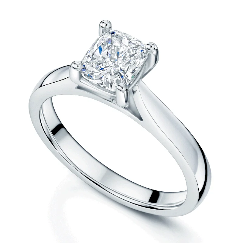 Ladies engagement rings edgy brilliance -Platinum GIA Certificated Cushion Cut Diamond Engagement Ring