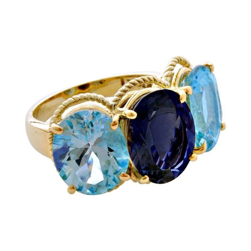 Ladies rings for sisterhood -Ring - Blue Topaz and Iolite in 18K Gold