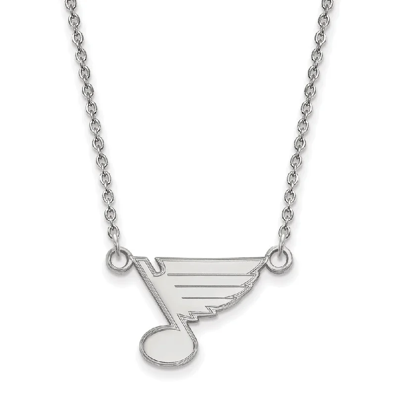 ladies-elegant-diamond-necklaces-Sterling Silver NHL St. Louis Blues Small Necklace, 18 Inch