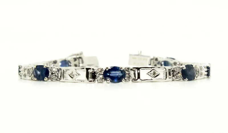 ladies-delicate-gold-bracelets-BLUE SAPPHIRE AND DIAMOND PARALLEL BRACELET AD NO.1240