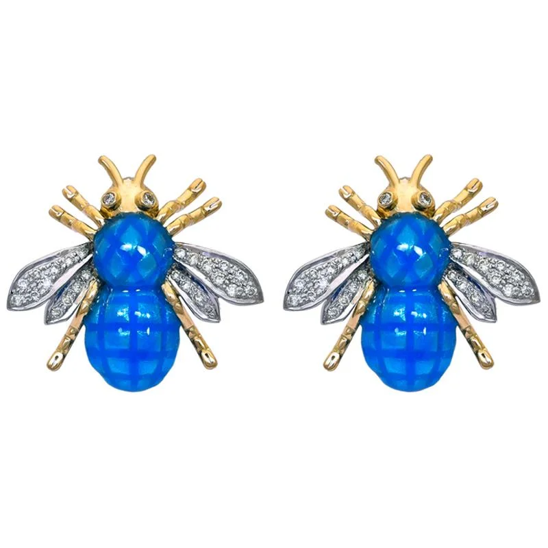 Ladies earrings with reef drops -Earrings- Diamond (Enamel)  (38HM)