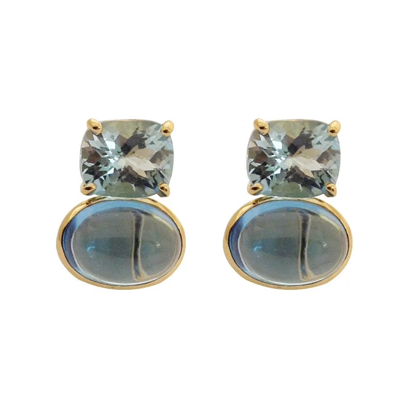 Ladies earrings slim elegance -EARRINGS - BLUE TOPAZ IN 18K GOLD