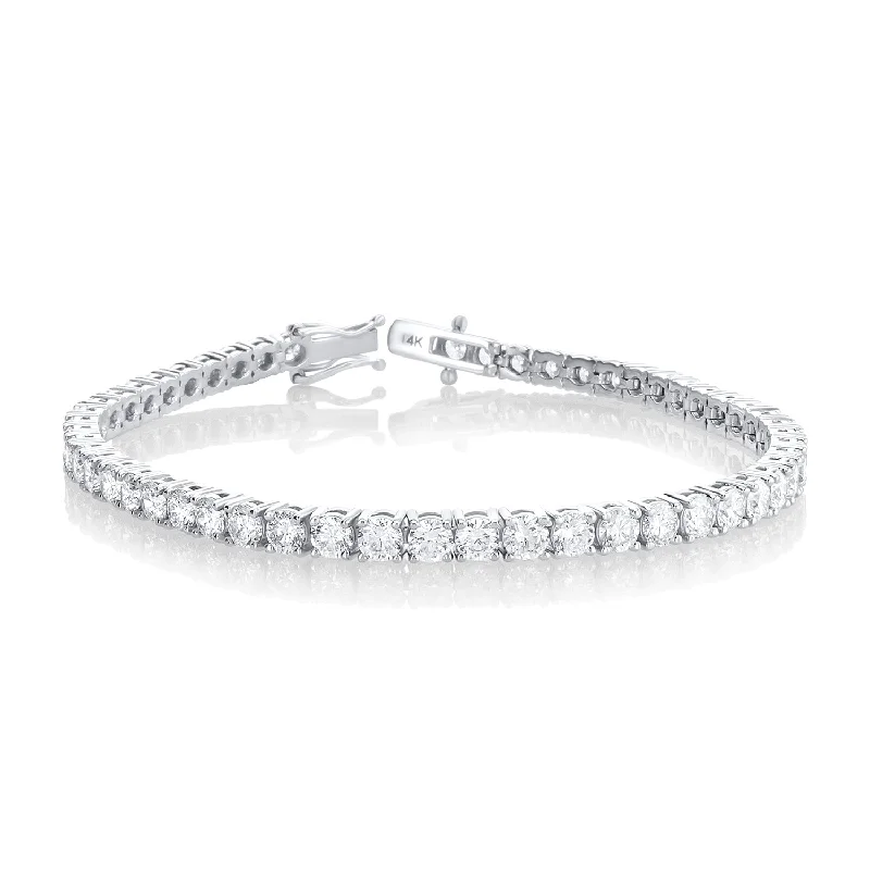 ladies-pearl-wrap-bracelets-7.00 Carat Round Lab Grown Diamond Tennis Bracelet set in 14K White Gold