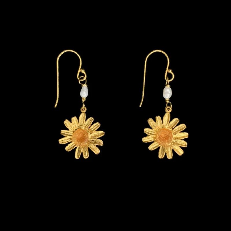 Ladies earrings knotted shine -Yellow Butter Daisy Earrings - Pearl Wire