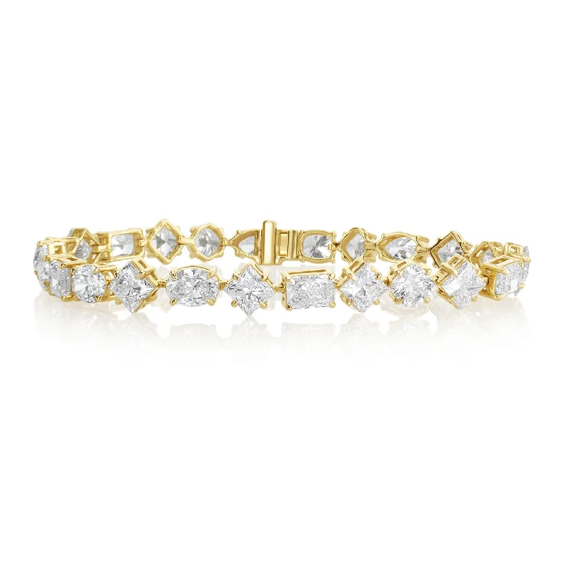 ladies-gold-twist-bracelets-23.68 Carat Lab Grown Fancy Mixed Shape Diamond Bracelet