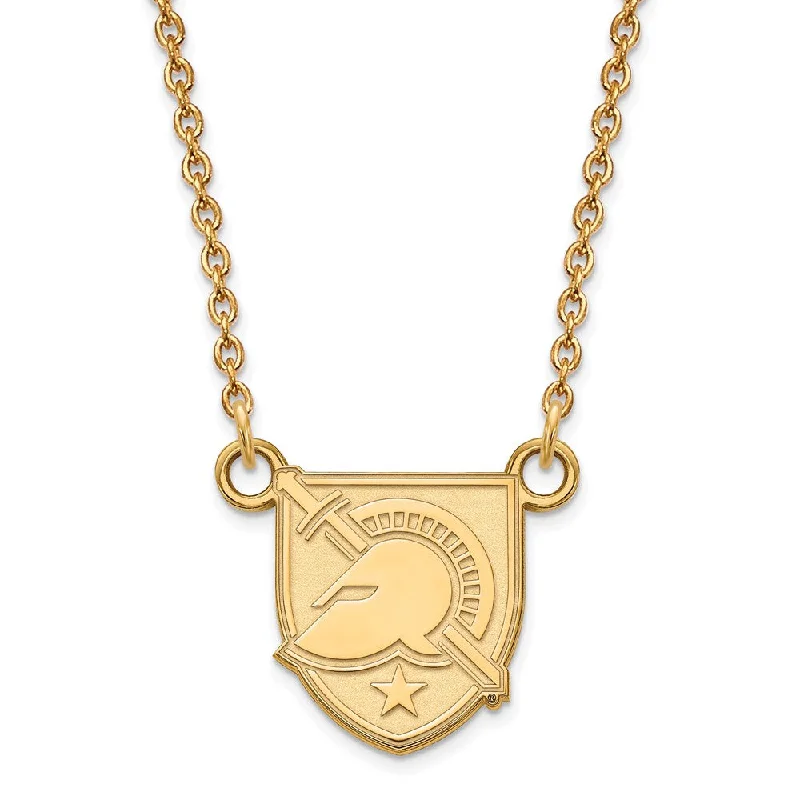 ladies-artisan-rose-gold-necklaces-10k Yellow Gold Military Academy Small Shield Necklace