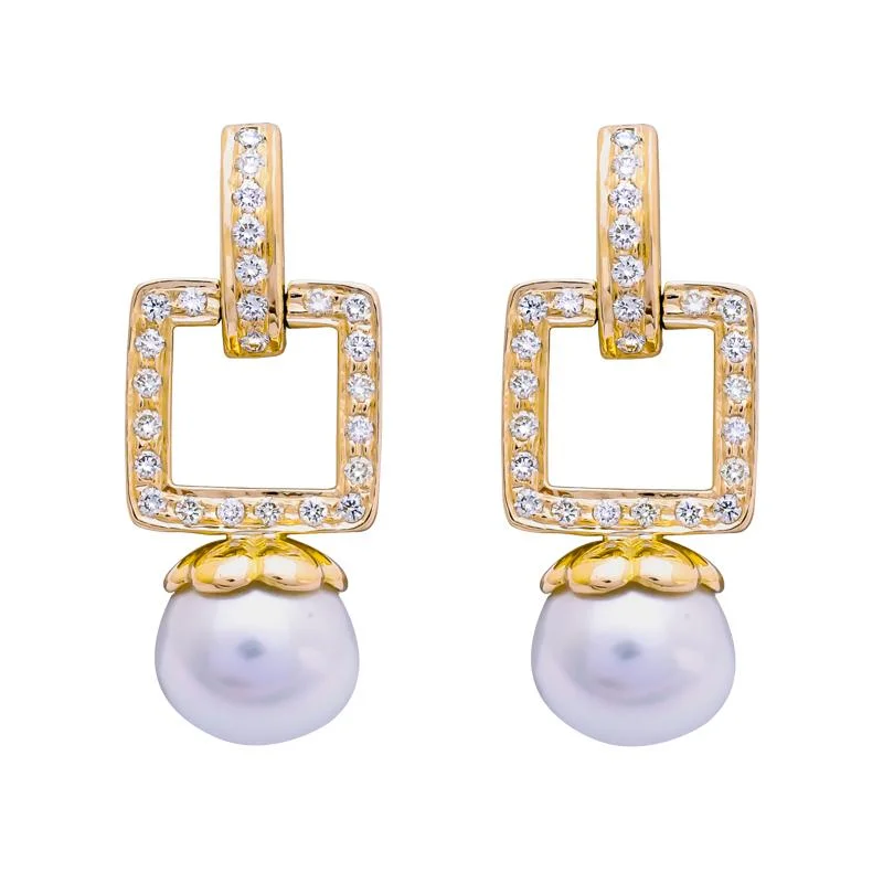 Ladies earrings for rebel vibes -Earrings- South Sea Pearl and Diamond  (2201I)