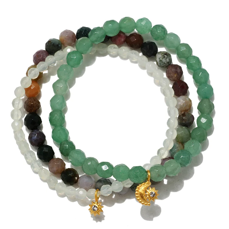 ladies-rustic-silver-bracelets-Manifest Peace Gemstone Bracelet Set