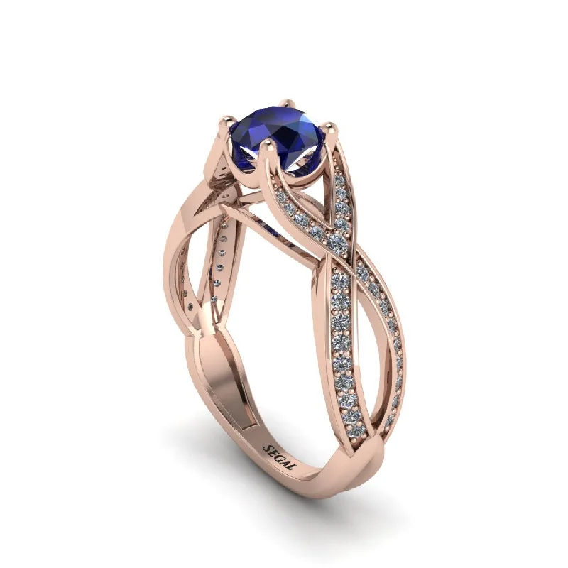 Ladies engagement rings duo-tone sets -Sapphire Eternal Twist Engagement Ring - Maisie No. 14