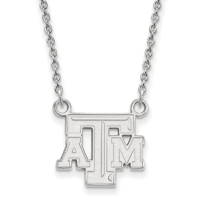 ladies-wedding-gold-necklaces-14k White Gold Texas A&M U Small 'TAM' Pendant Necklace