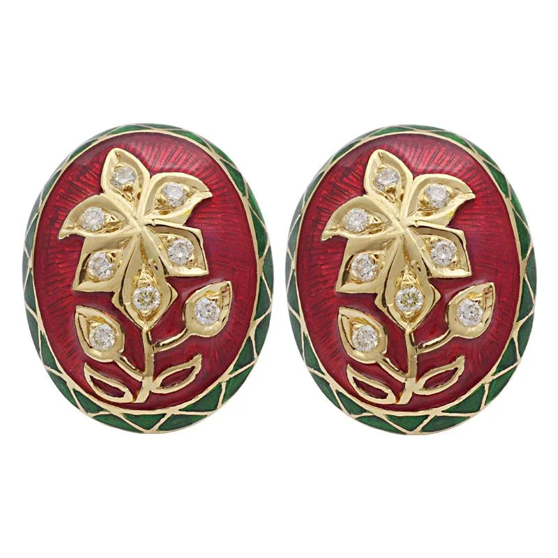 Ladies earrings for luxe nights -Earrings-Diamond (Enamel)  (2105F)