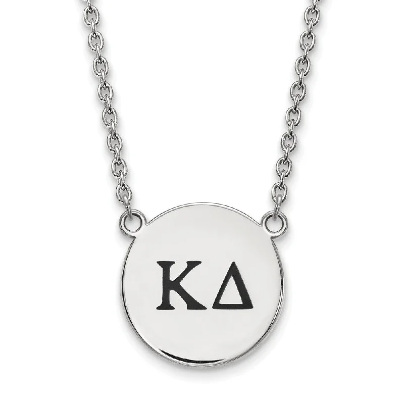 ladies-classic-cable-necklaces-Sterling Silver Kappa Delta Large Enamel Greek Letters Necklace