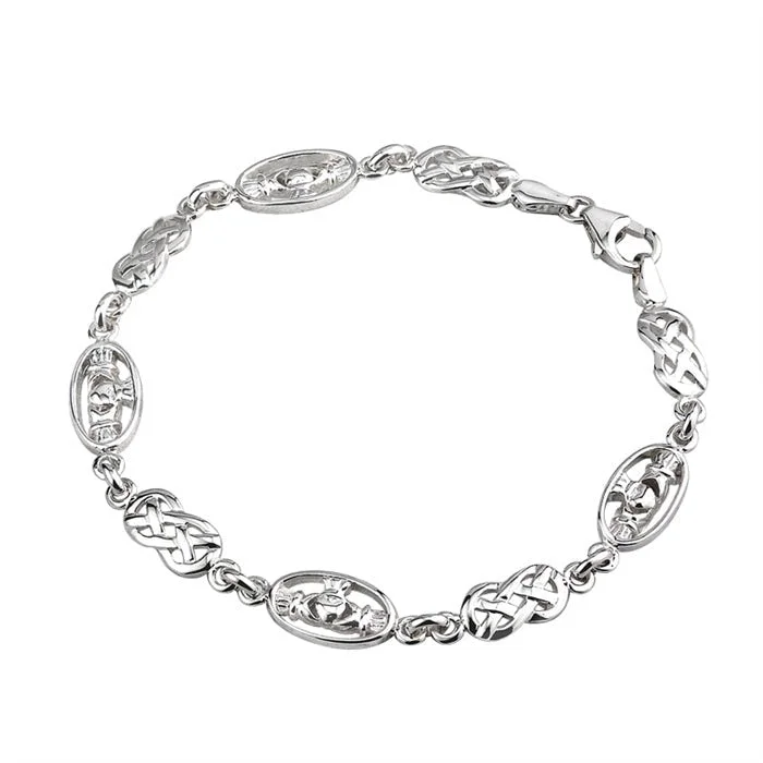 ladies-birthstone-twist-bracelets-Sterling Silver Claddagh and Celtic Knot Bracelet S5339