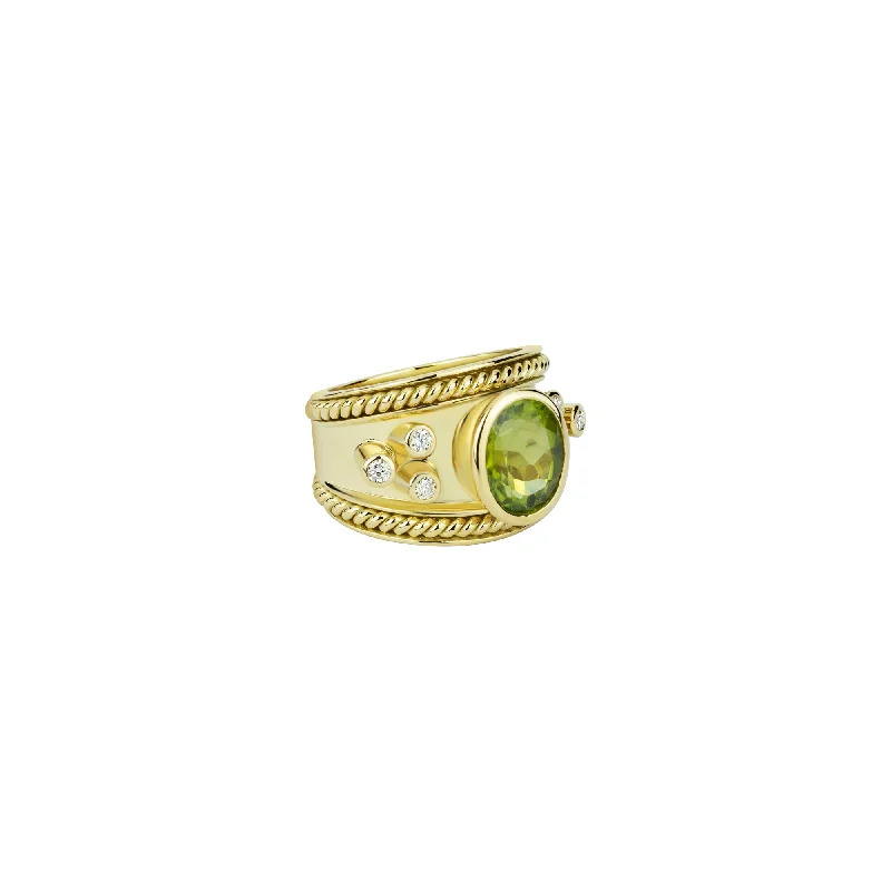 Ladies rings coiled brilliance -Ring - Peridot And Diamond