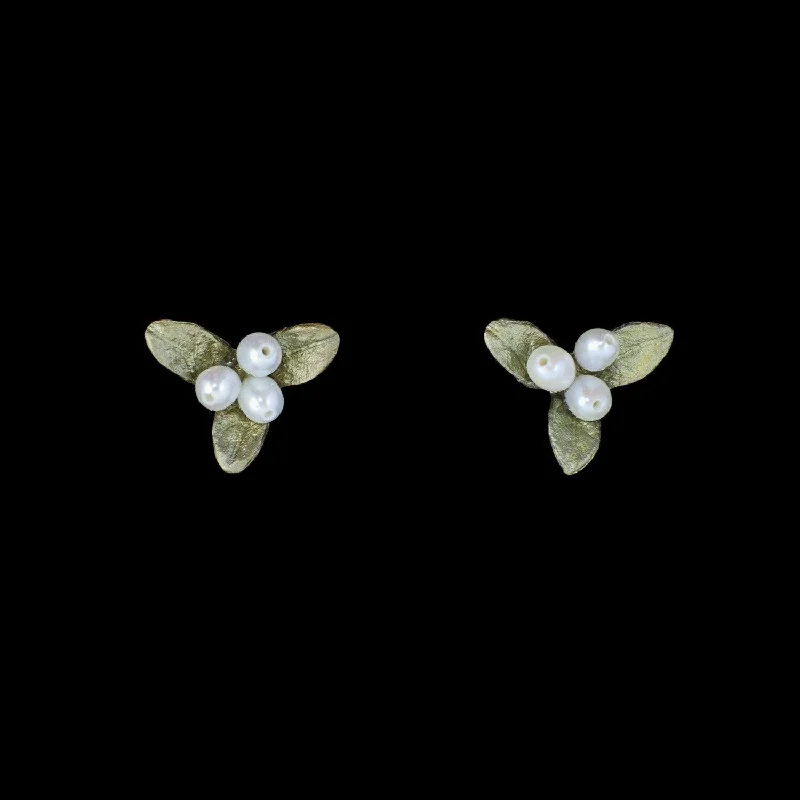 Ladies earrings with bloom drops -Petite Leaf Earrings - Post