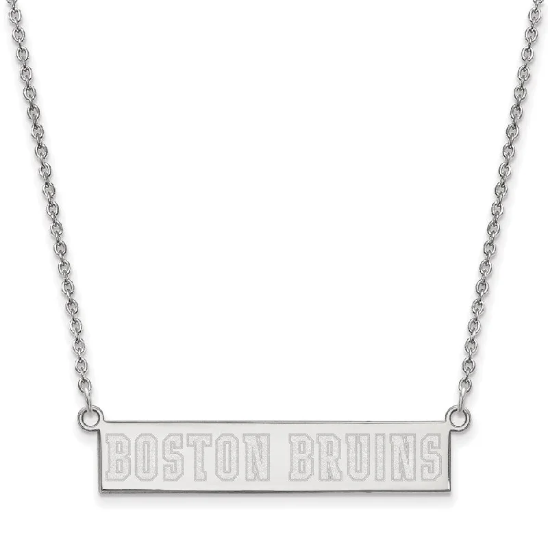 ladies-charm-rose-gold-necklaces-Sterling Silver NHL Boston Bruins SM Bar Necklace, 18 In