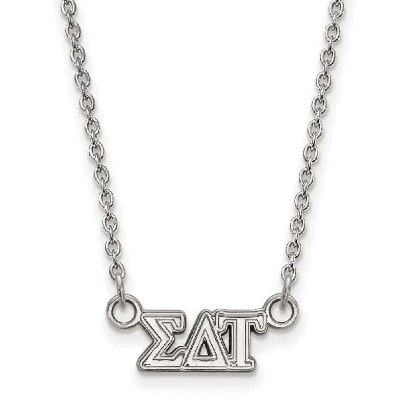 ladies-gold-cable-necklaces-Sterling Silver Sigma Delta Tau XS (Tiny) Greek Letters Necklace