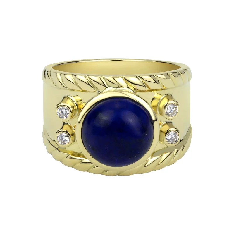 Ladies rings chic elegance -Ring - Lapis Lazuli And Diamond (2333B)