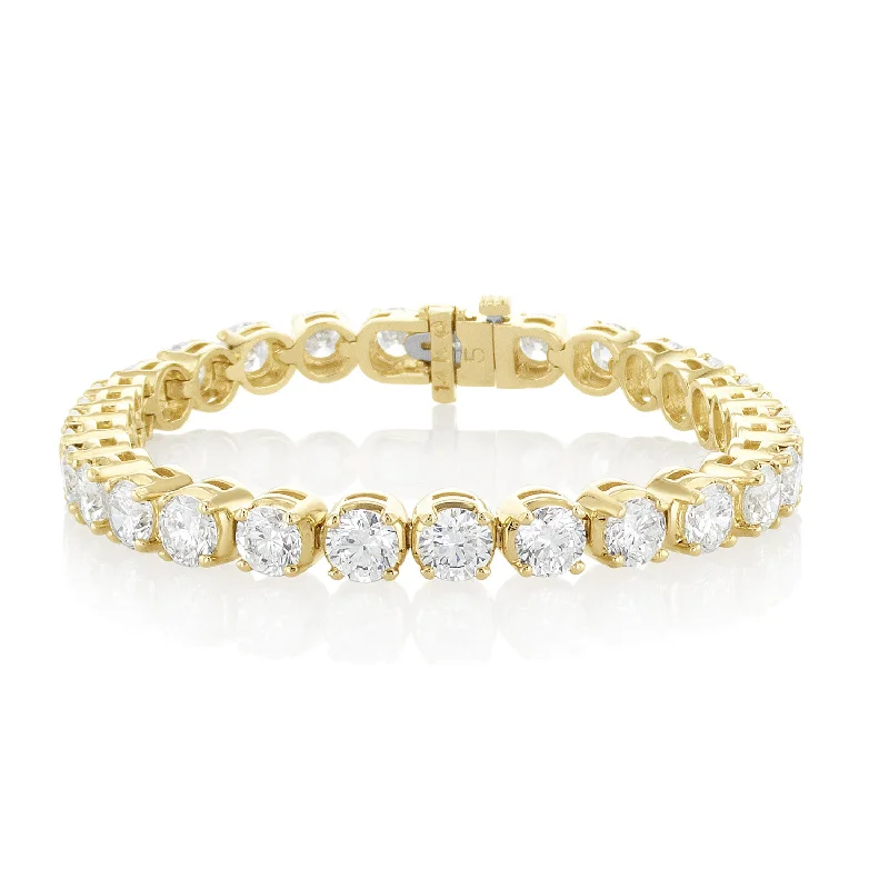 ladies-everyday-rose-gold-bracelets-15.00 Carat Round Lab Grown Diamond Tennis Bracelet set in 14K Yellow Gold