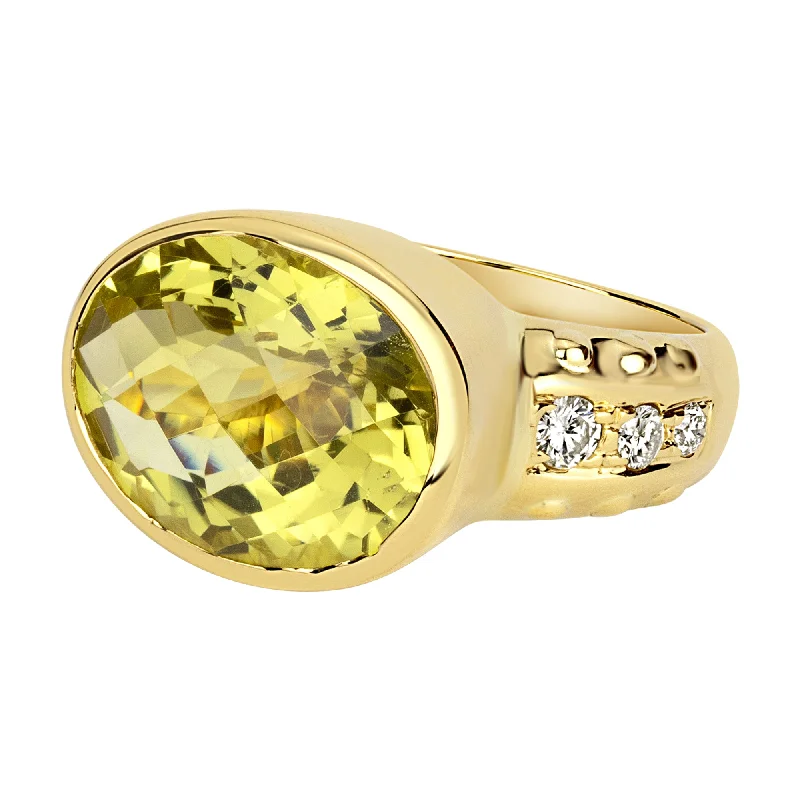 Ladies rings for fair vibes -Ring - Lemon Quartz And Diamond (1126K)