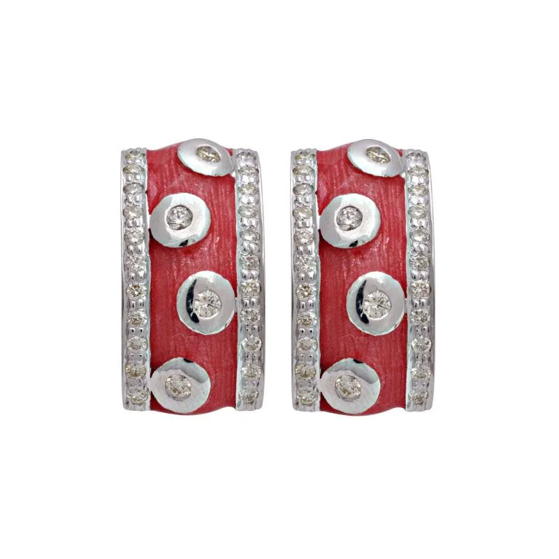 Ladies earrings for holiday shine -Earrings-Diamond (Enamel)  (188HS)