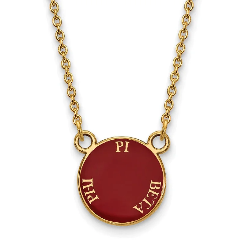 ladies-wedding-rose-gold-necklaces-14K Plated Silver Pi Beta Phi Small Enamel Disc Necklace