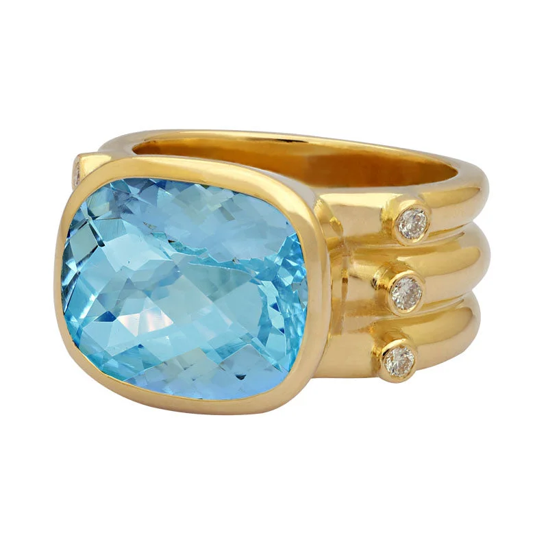 Ladies rings pastel hues -Ring-Aquamarine and Diamond