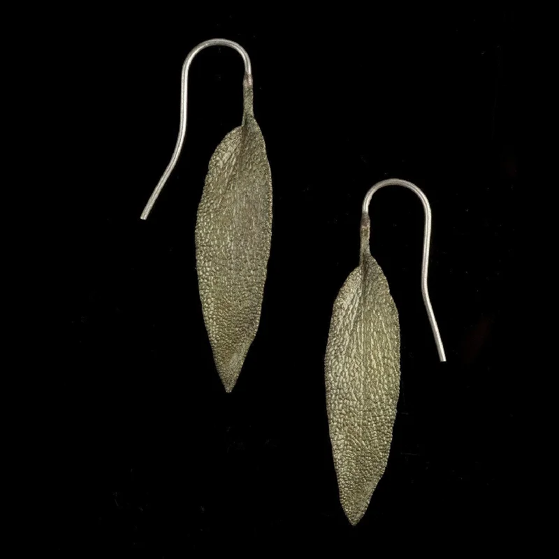 Ladies earrings with ridge drops -Sage Earrings - Leaf