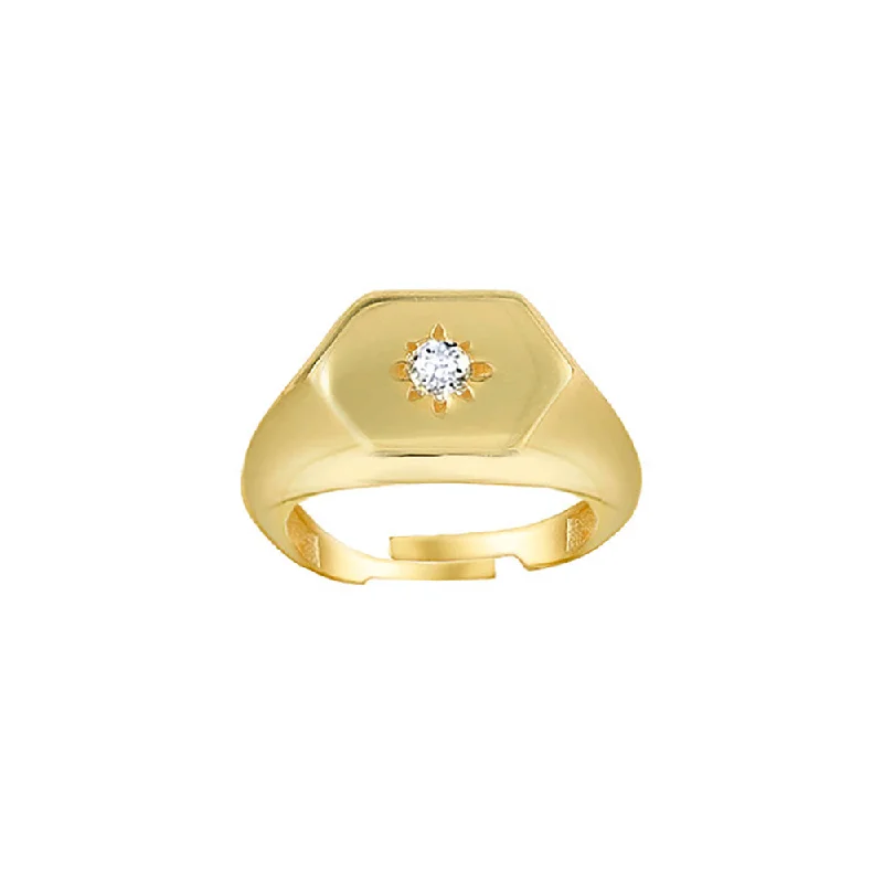 Ladies rings for boho vibes -THE STAR STONE PINKY SIGNET RING