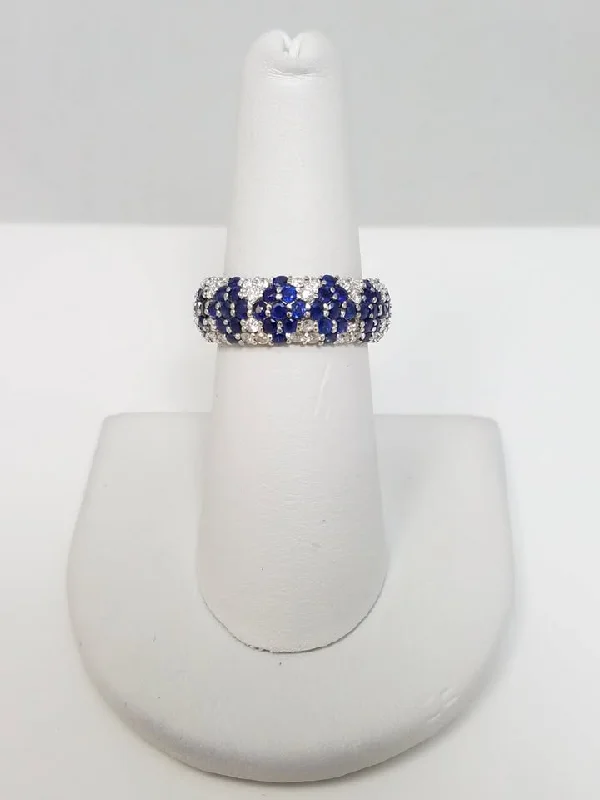 Ladies rings cute elegance -Stunning 18k White Gold Natural Sapphire & Natural Diamond Eternity Ring