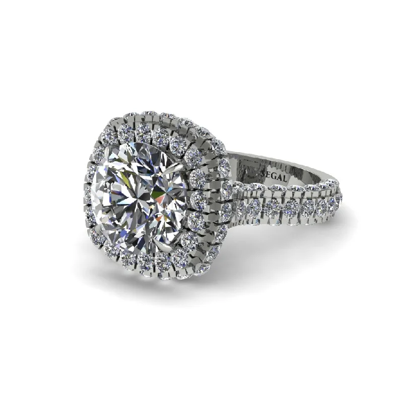 Ladies engagement rings with spark settings -Diamond Pave Double Halo Engagement Ring - Eve No. 3