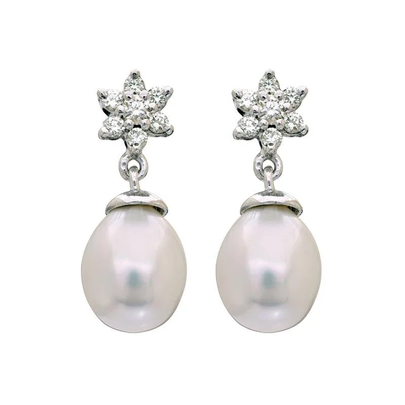 Ladies earrings fancy shine -Earrings-South Sea Pearl and Diamond  (205DS)