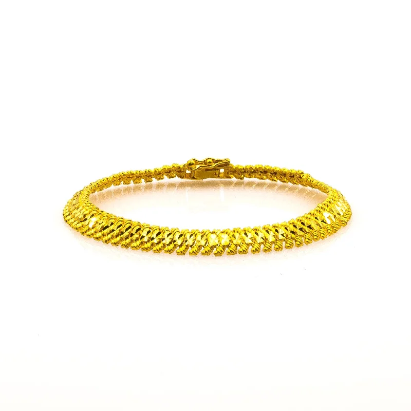 ladies-rose-gold-wrap-bracelets-22K Yellow Gold Men's Bracelet W/ Artisanal Fishtail Link