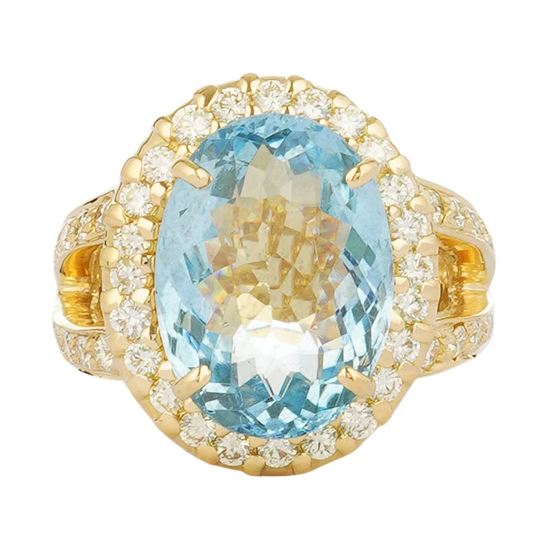 Ladies rings soft charm -Ring - Aquamarine and Diamond (2221D)