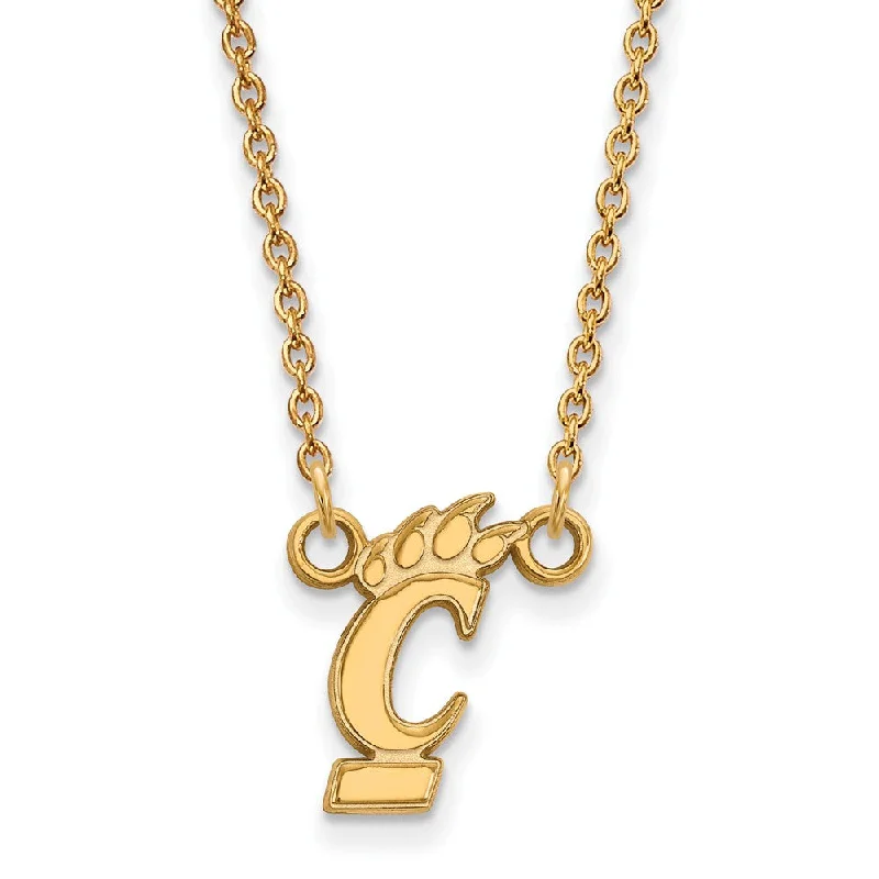 ladies-trendy-rose-gold-necklaces-14k Yellow Gold U of Cincinnati Small Pendant Necklace