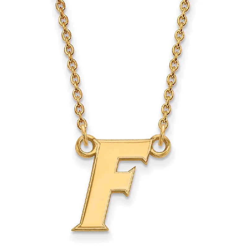 ladies-rose-gold-link-necklaces-14k Gold Plated Silver U of Florida Small Initial F Pendant Necklace