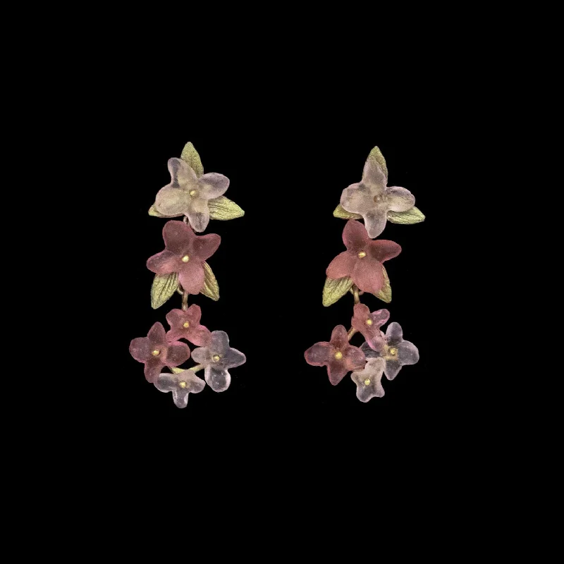 Ladies earrings for friend vibes -Pink Hydrangea Earrings - Statement