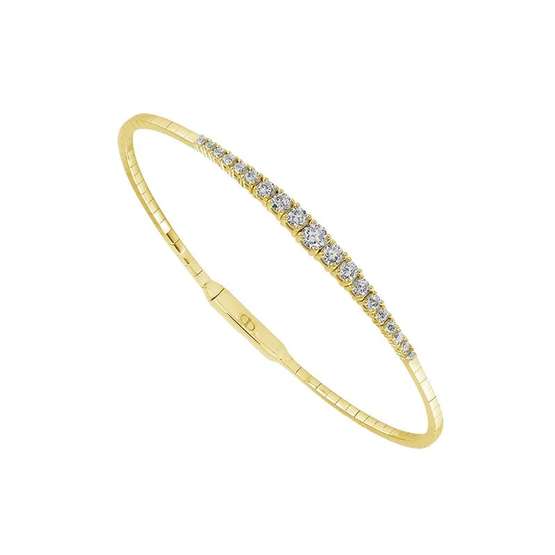 ladies-party-twist-bracelets-7/8 Ctw Flexible Diamond Bangle Bracelet in 14 Karat Yellow Gold