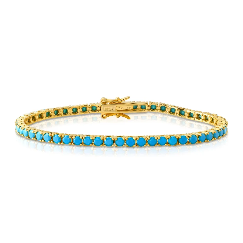 ladies-ethnic-gold-bracelets-TENNIS BRACELET TURQUOISE, GOLD BR